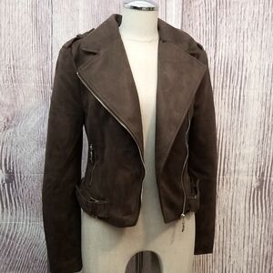 *LAST CHANCE ITEM!* Romeo + Juliet Brown Microsuede Moto Jacket Size Small